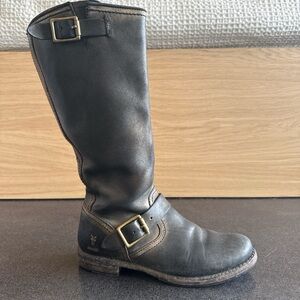 Frye Women's Dark Brown Leather Moto Boots